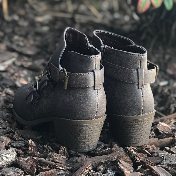 Brown Distressed Metallic Booties - Picture 6 of 6